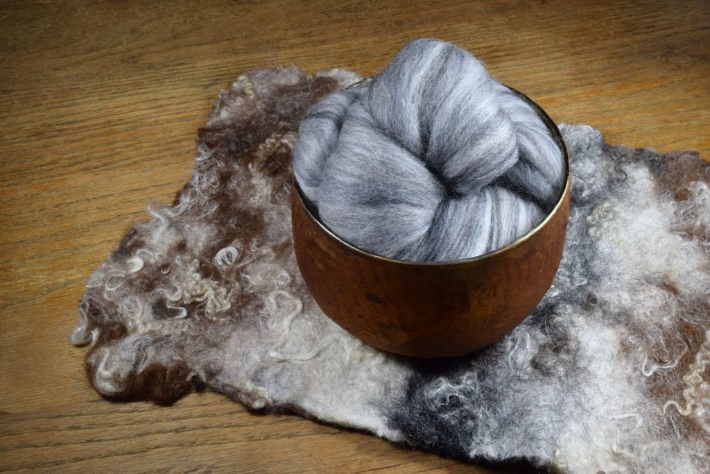 gray variegated merino sheep wool